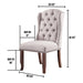 Contemporary Ivory Fabric 2pcs Side Chairs Tufted Wingback Design Rustic Oak Solidwood Back Dining Chairs Furniture - DTYStore
