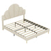 Queen Size Upholstered Bed Frame with Elegant Design, Modern Velvet Platform Bed with Petal Shape Headboard,Beige - DTYStore