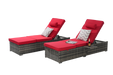 Outdoor Chaise Lounge Chair Set of 2 with Storage Patio Pool Chairs Tanning Lounges for Outside,Beach Rattan Recliners with Adjustable Backrest, Table, Cushion for Poolside Backyard Garden - DTYStore