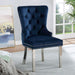 Contemporary Blue Color Flannelette 2pcs Side Chairs Button-Tufted Upholstered Dining Chairs Wingback Design Furniture Set - DTYStore