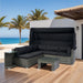 7-Piece Patio Furniture Set w/Retractable Canopy Wicker Rattan Sectional Sofa Set Patio Furniture with Washable Cushions for Lawn, Garden, Backyard, Poolside Grey wicker + Black Cushion - DTYStore