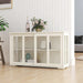 Kitchen Storage Stand Cupboard With Glass Door-White - DTYStore