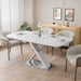 47.25''-63'' Modern White Glossy Dining Table for 4-6 People, Extendable Dining Table with Crossed Metal Base and Stainless Steel Tubes, Large Dining Table White(Same SKU:W757P16040) - DTYStore
