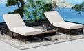 Outdoor Lounge Chair Set of 2, Patio Chaise Lounge with 5-Position Backrest, Rattan Outdoor Lounge Chair with Cushion and Wheels for Poolside, Backyard, Garden (Brown+Beige) - DTYStore