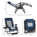 Outsunny Foldable Outdoor Lounge Chair with Footrest, Oversized Padded Zero Gravity Lounge Chair with Headrest, Side Tray, Cup Holders, Armrests for Camping, Lawn, Garden, Blue - DTYStore