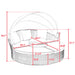 Hot Sale KD Rattan Round Lounge With Canopy Bali Canopy Bed Outdoor, Wicker Outdoor Sofa Bed with lift coffee table - DTYStore