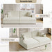 86.5" Oversized Loveseat Chaise Lounge Sectional Sofa Bed Corduroy Sleeper Sofa with Two USB Ports , Two Cup Holders and Two Throw Pillows for Living Room and Bedroom, Beige - DTYStore