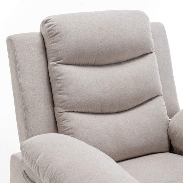 Power Recliner Chair with Adjustable Massage Function, Velvet Electric Power Chair for Elderly with One Side Pockets, Recliner Chair with Heating System for Living Room,Beige - DTYStore