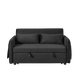 55" Modern Convertible Sofa Bed with 2 Detachable Arm Pockets, Velvet Loveseat Sofa with Pull Out Bed, 2 Pillows and Living Room Adjustable Backrest, Grid Design Armrests - DTYStore
