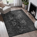 DTY Signature Area Rugs 8x10 for Living Room, Washable Rug, Low-Pile, Non-Slip, Non-Shedding, Foldable, Kid & Pet Friendly - Area Rugs for living room, bedroom, kitchen (Black/Gray, 8' x 10') - DTYStore