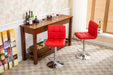Swivel Faux Leather Adjustable Hydraulic Bar Stool, Set of 2, Red - DTYStore