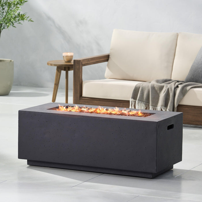 40" Outdoor 40,000 BTU Rectangular MgO Concrete Propane Fire Pit, Light Grey (Tank Cover not Included) - DTYStore