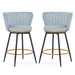 Counter Height Bar Stools Set of 2, 360Â° Swivel Upholstered Barstools with Backs and Metal Legs, 26" H Seat Height, Velvet Fabric,Goldy Footrest - DTYStore