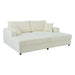 86.5" Oversized Loveseat Chaise Lounge Sectional Sofa Bed Corduroy Sleeper Sofa with Two USB Ports , Two Cup Holders and Two Throw Pillows for Living Room and Bedroom, Beige - DTYStore