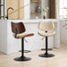 Walnut Bentwood Bar Stools Mid Century Modern Adjustable Counter Height Black Leather Upholstered 360°Swivel Bar Chairs for Kitchen Island/Dining Room/Cafe, 1 chair/1carton,Beige - DTYStore