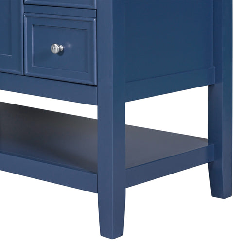 36' Bathroom Vanity with Sink, One Cabinet and Three Drawers, Solid Wood and MDF Board, Blue (Old Sku:SY999505AAC-6) - Image 34