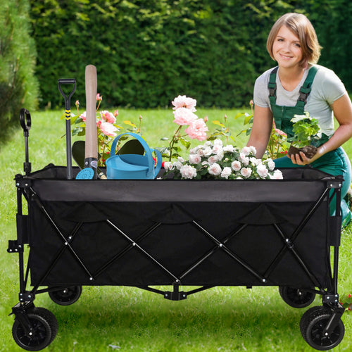 51-inch Extended Heavy-Duty Foldable Utility Wagon - 480lbs Capacity, Patented Ultra-Stable Frame, 1:6 Space-Saving Fold & 7' All-Terrain Wheels, No Assembly Needed, Black- Gray - Image 9