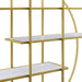 70.8 Inch Round Office Bookcase Bookshelf, Display Shelf, Two Drawers, Gold Frame