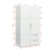 High wardrobe and kitchen cabinet with 2 doors, 2 drawers and 5 storage spaces,white - DTYStore