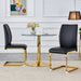 Luxury Simple Arch Chair - Set of 2 BLACK PU Material High Resilience Dining Chair with Arched Metal Gold Leg. - DTYStore