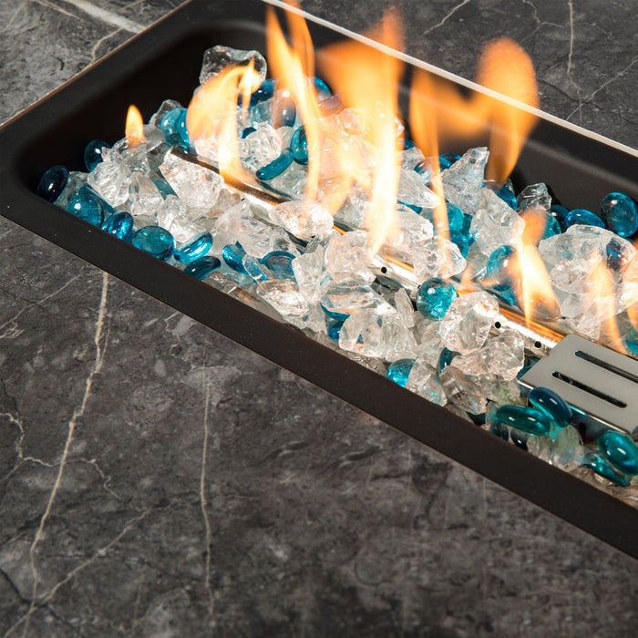 Outdoor Fire Table Propane Fire Pit Rattan gas fire table, gas fire table with tile tabletop - DTYStore