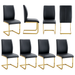 Luxury Simple Arch Chair - Set of 8 BLACK PU Material High Resilience Dining Chair with Arched Metal Gold Leg.Packed In Two Boxes. - DTYStore