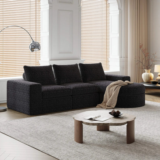 99-Inch Chenille Cloud Curved Sectional Sofa with Chaise, L-Shaped Modern Boneless Couch with Deep Seats, Chenille Sectional Sofa for Living Room and Bedroom, No Assembly Required Default -DTYStore