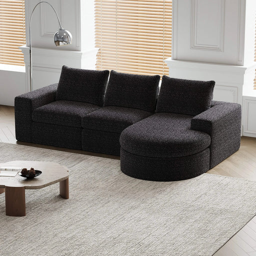 99-Inch Chenille Cloud Curved Sectional Sofa with Chaise, L-Shaped Modern Boneless Couch with Deep Seats, Chenille Sectional Sofa for Living Room and Bedroom, No Assembly Required Default -DTYStore