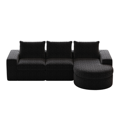 99-Inch Chenille Cloud Curved Sectional Sofa with Chaise, L-Shaped Modern Boneless Couch with Deep Seats, Chenille Sectional Sofa for Living Room and Bedroom, No Assembly Required Default -DTYStore