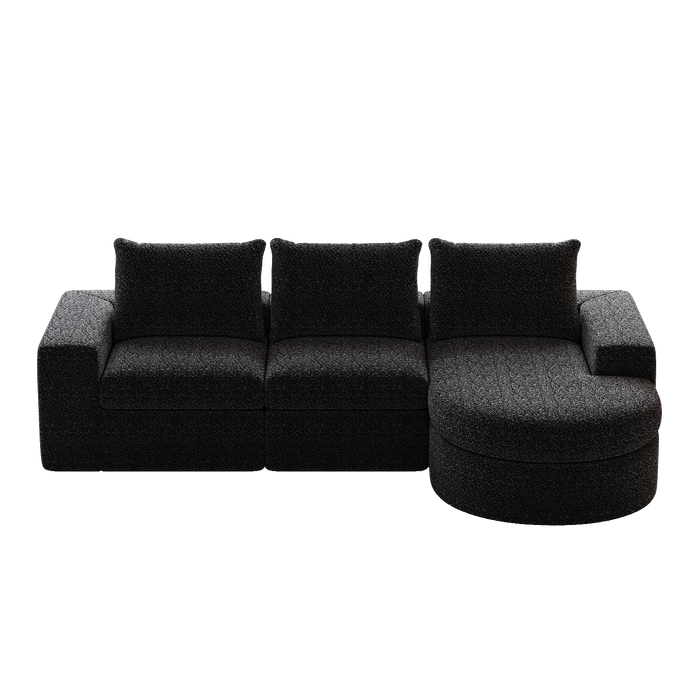 99-Inch Chenille Cloud Curved Sectional Sofa with Chaise, L-Shaped Modern Boneless Couch with Deep Seats, Chenille Sectional Sofa for Living Room and Bedroom, No Assembly Required Default -DTYStore