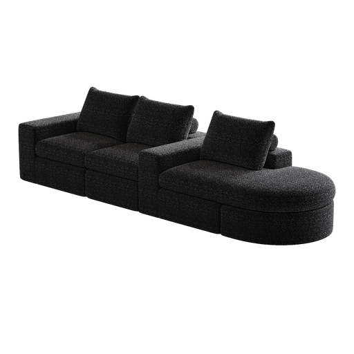 99-Inch Chenille Cloud Curved Sectional Sofa with Chaise, L-Shaped Modern Boneless Couch with Deep Seats, Chenille Sectional Sofa for Living Room and Bedroom, No Assembly Required Default -DTYStore