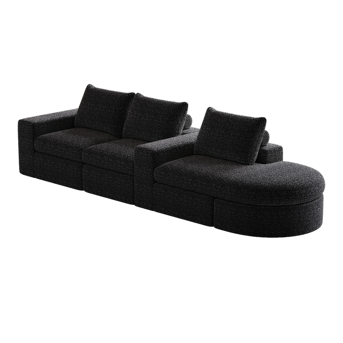 99-Inch Chenille Cloud Curved Sectional Sofa with Chaise, L-Shaped Modern Boneless Couch with Deep Seats, Chenille Sectional Sofa for Living Room and Bedroom, No Assembly Required Default -DTYStore