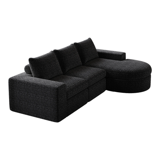 99-Inch Chenille Cloud Curved Sectional Sofa with Chaise, L-Shaped Modern Boneless Couch with Deep Seats, Chenille Sectional Sofa for Living Room and Bedroom, No Assembly Required Default -DTYStore