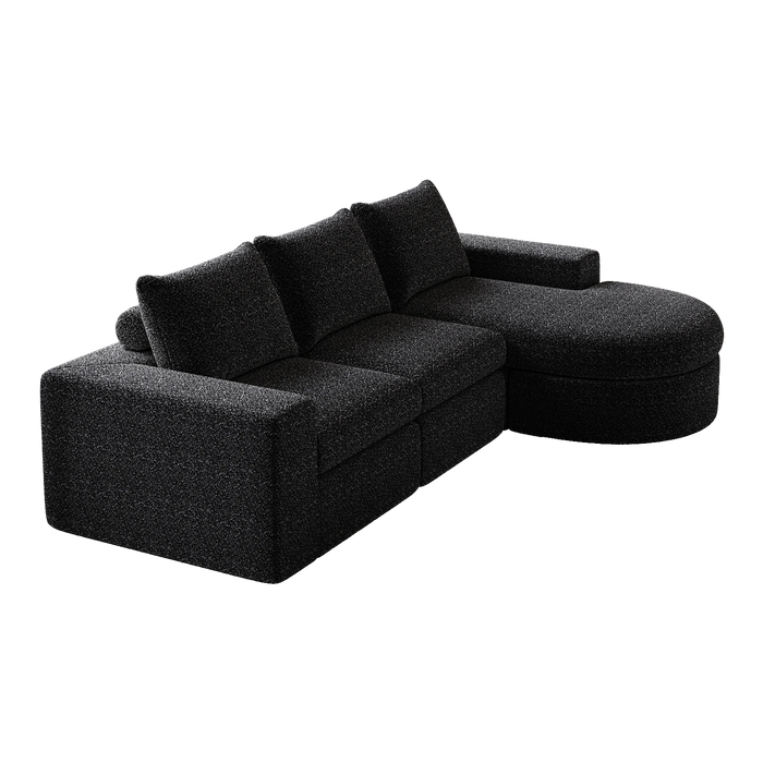 99-Inch Chenille Cloud Curved Sectional Sofa with Chaise, L-Shaped Modern Boneless Couch with Deep Seats, Chenille Sectional Sofa for Living Room and Bedroom, No Assembly Required Default -DTYStore