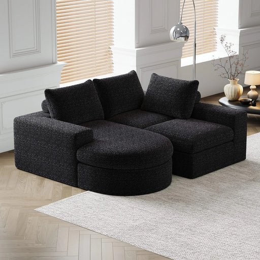 99-Inch Chenille Cloud Curved Sectional Sofa with Chaise, L-Shaped Modern Boneless Couch with Deep Seats, Chenille Sectional Sofa for Living Room and Bedroom, No Assembly Required Default -DTYStore