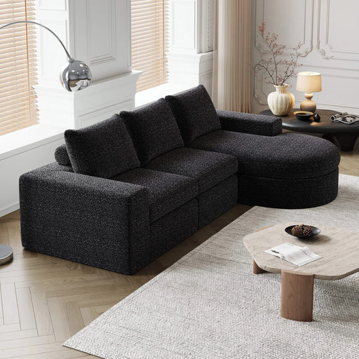 99-Inch Chenille Cloud Curved Sectional Sofa with Chaise, L-Shaped Modern Boneless Couch with Deep Seats, Chenille Sectional Sofa for Living Room and Bedroom, No Assembly Required Default -DTYStore