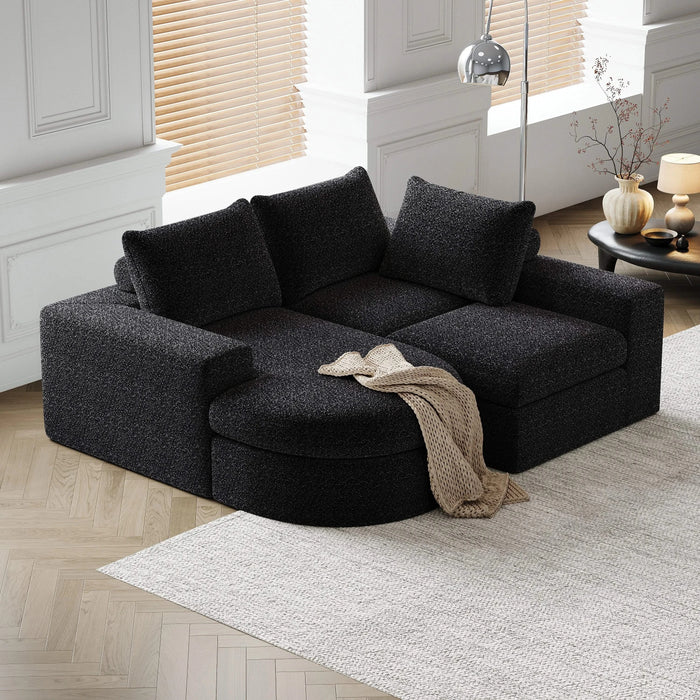 99-Inch Chenille Cloud Curved Sectional Sofa with Chaise, L-Shaped Modern Boneless Couch with Deep Seats, Chenille Sectional Sofa for Living Room and Bedroom, No Assembly Required Default -DTYStore