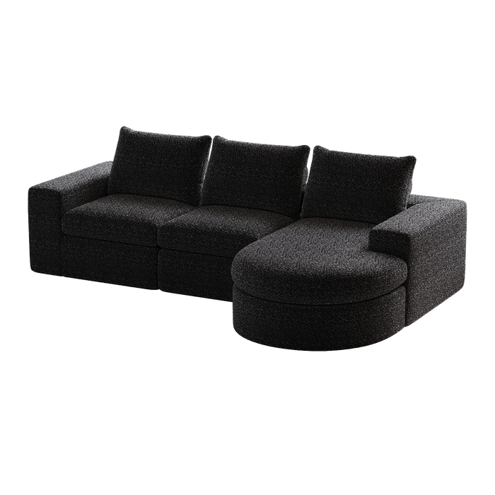 99-Inch Chenille Cloud Curved Sectional Sofa with Chaise, L-Shaped Modern Boneless Couch with Deep Seats, Chenille Sectional Sofa for Living Room and Bedroom, No Assembly Required Default -DTYStore