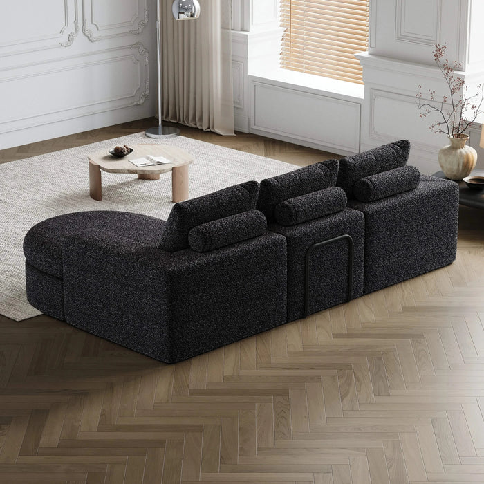 99-Inch Chenille Cloud Curved Sectional Sofa with Chaise, L-Shaped Modern Boneless Couch with Deep Seats, Chenille Sectional Sofa for Living Room and Bedroom, No Assembly Required Default -DTYStore