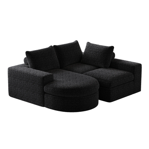 99-Inch Chenille Cloud Curved Sectional Sofa with Chaise, L-Shaped Modern Boneless Couch with Deep Seats, Chenille Sectional Sofa for Living Room and Bedroom, No Assembly Required Default -DTYStore