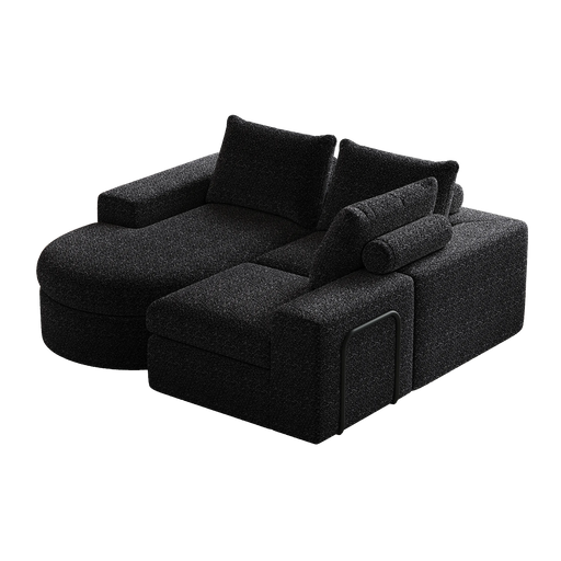 99-Inch Chenille Cloud Curved Sectional Sofa with Chaise, L-Shaped Modern Boneless Couch with Deep Seats, Chenille Sectional Sofa for Living Room and Bedroom, No Assembly Required Default -DTYStore