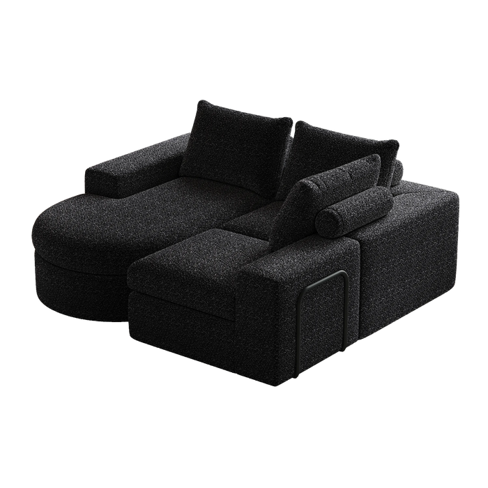 99-Inch Chenille Cloud Curved Sectional Sofa with Chaise, L-Shaped Modern Boneless Couch with Deep Seats, Chenille Sectional Sofa for Living Room and Bedroom, No Assembly Required Default -DTYStore