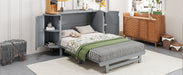 Full Murphy Bed with Hidden Storage & Modern Woven Design,Gray - DTYStore