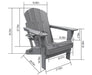 Folding Adirondack Chair with Side Table, 3-Piece Adirondack Chair Set with Wood Texture, Gray(includes 2 Chairs and 1 Table) - DTYStore