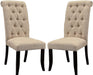 Dining Room Furniture Contemporary Rustic Style Beige Fabric Upholstered Tufted Set of 2 Chairs Kitchen Breakfast - DTYStore