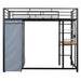 Twin Size Loft Metal Bed with Desk,Shelves,Power Outlet,LED Light and Wardrobe, Black - DTYStore