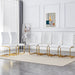 Luxury Simple Arch Chair - Set of 6 White PU Material High Resilience Dining Chair with Arched Metal Gold Leg. - DTYStore