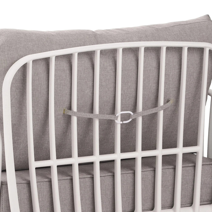 9 Piece Patio Conversation Sets, Modern Outdoor Patio Sectional Furniture Set with Two Square Coffee Table, Waterproof Thick Cushion Deep Seating for Porch, Balcony, White & Light Gray Default -DTYStore