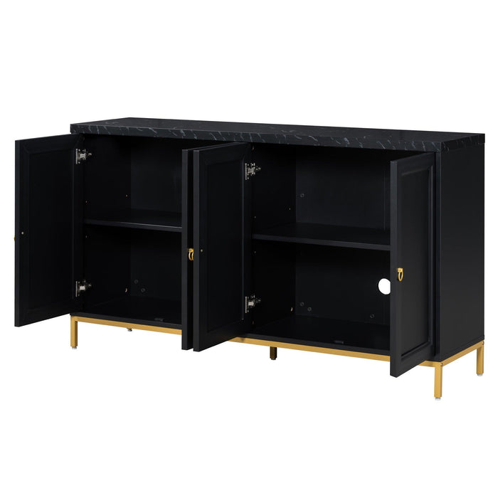 Modern Sideboard with Extra Large Storage Space with Metal Handles and Support Legs for Living Room and Dining Room (Black) - DTYStore