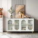 Wood TV Stand with Storage Cabinet & Adjustable Shelves, Media Console for Living Room Bedroom - DTYStore